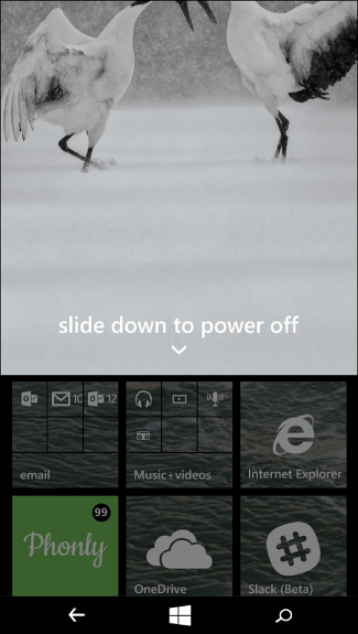 1 слайд для выключения Windows Phone