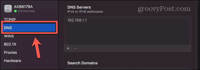 мак DNS меню