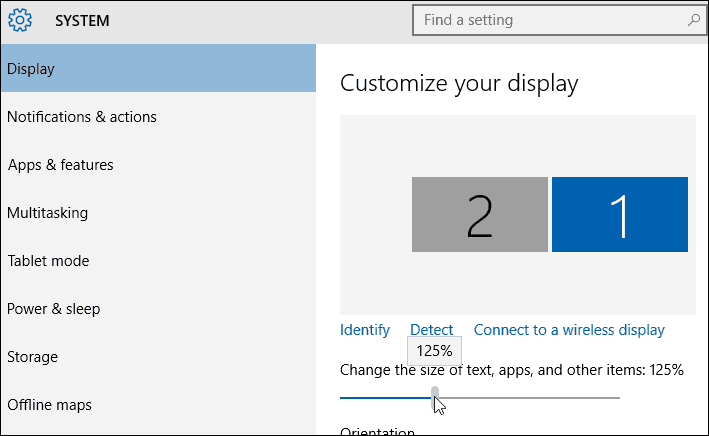 Настройки размера текста Windows 10
