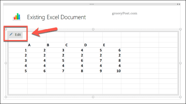 Редактирование существующей электронной таблицы Excel в OneNote