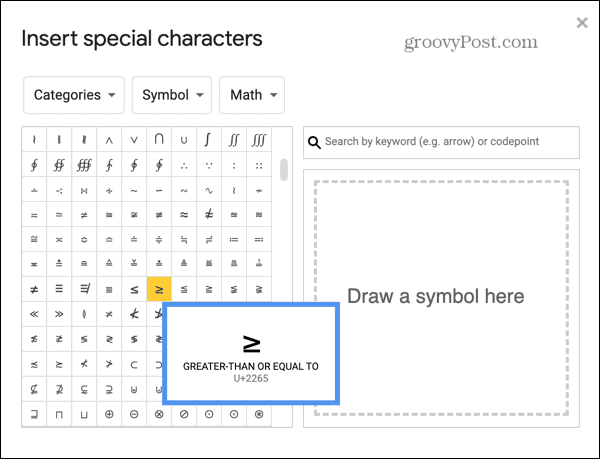 Google Slides выберите символ