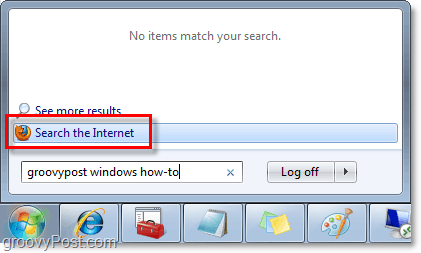 выполнить поиск в Windows 7 и поиск в Интернете из окна поиска в меню «Пуск»