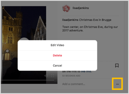 Нажмите на кнопку с тремя точками и выберите «Редактировать видео» во всплывающем меню.