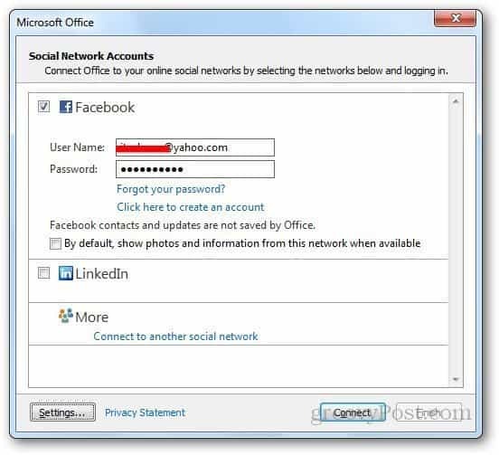 Социальные сети Outlook 4