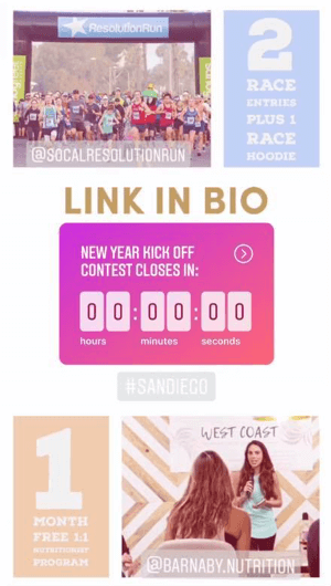 Как использовать наклейку Instagram Countdown для бизнеса, пример обратного отсчета до конкурса.