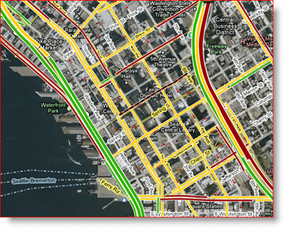 Google Maps Live Артериальная карта Сиэтла
