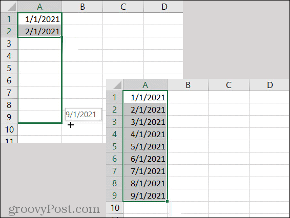 Шаблон даты автозаполнения Excel
