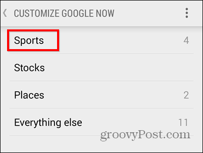 Google Now спортивный