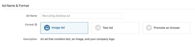 название и формат объявления для рекламной кампании Quora