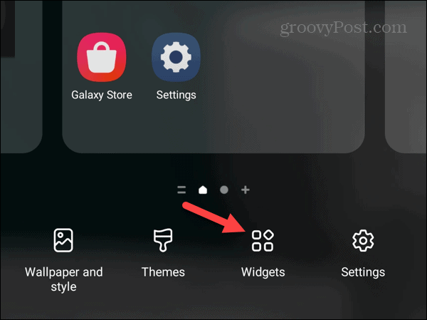 Кнопка виджетов Samsung Galaxy