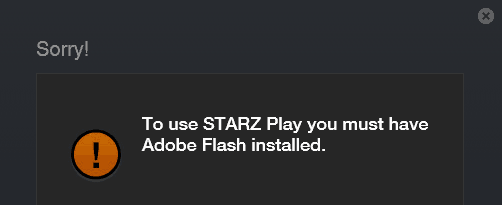 Сообщение об ошибке Flash