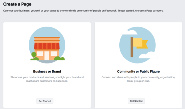 Шаг 1, чтобы создать свою бизнес-страницу в Facebook.