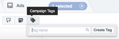 В Power Editor нажмите кнопку Campaign Tags.