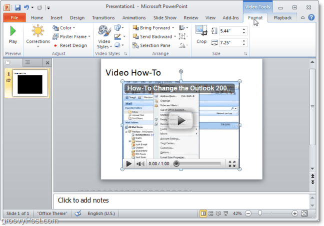 видео в PowerPoint 2010 от YouTube
