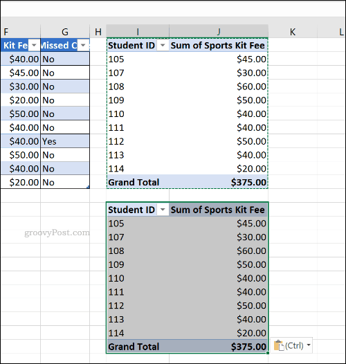 Дублированная сводная таблица в Microsoft Excel