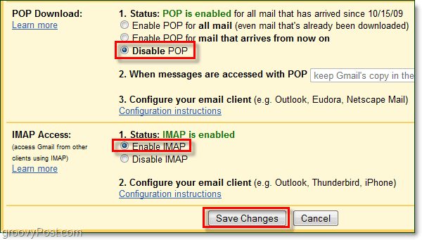 Подключите Gmail к Outlook 2010 с помощью IMAP