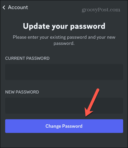 дискорд сменить пароль