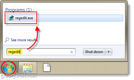 запустить редактор реестра в Windows 7 или Vista