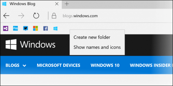 панель избранного Microsoft Edge