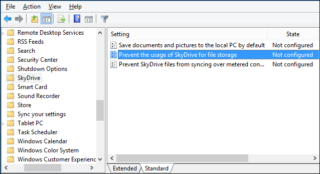 Как скрыть или отключить SkyDrive / OneDrive в Windows 8.1
