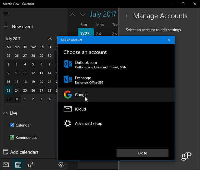 Управление календарем Google с помощью Cortana в Windows 10