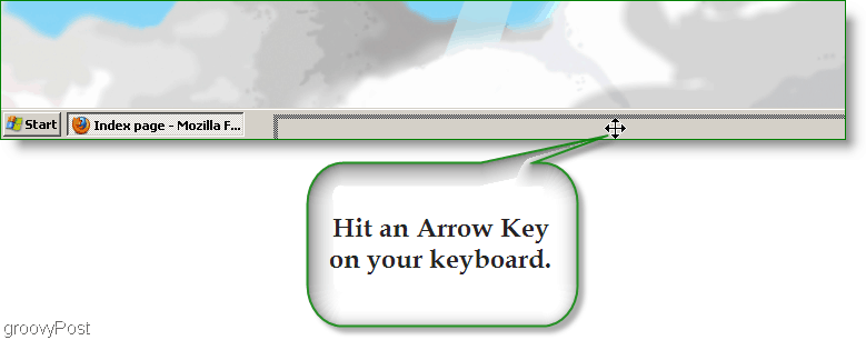 Снимок экрана Windows XP - нажмите клавишу со стрелкой, чтобы найти потерянное окно