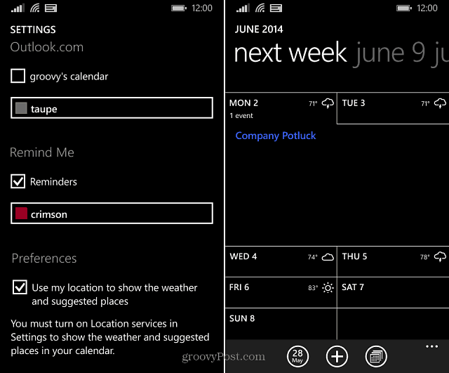 Календарь Windows Phone 81