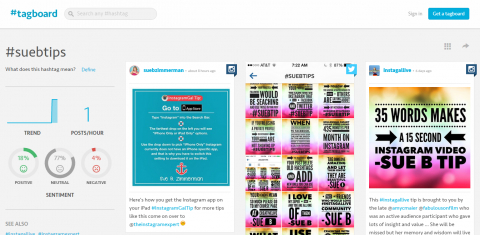 Используйте Tagboard, чтобы запрашивать и проверять свои уникальные хэштеги в Instagram. 
