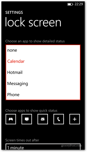 Windows Phone 8 настроить экран блокировки приложения подробный статус