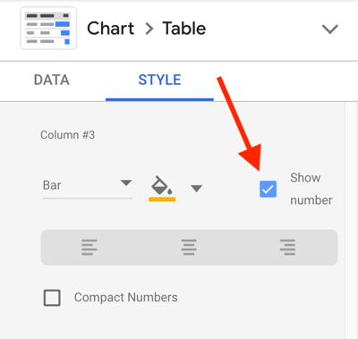 Используйте Google Data Studio для анализа вашей рекламы в Facebook, шаг 23, возможность отображать число для каждого показателя