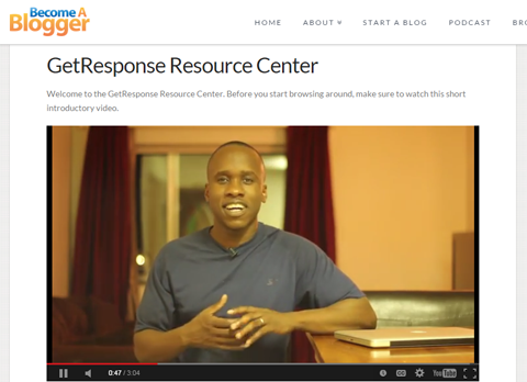 Ресурсный центр GetResponse - это пример того, как повысить ценность вашей аудитории. 