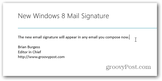 Изменить подпись по умолчанию в Windows 8 Mail