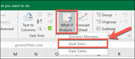 Кнопка выбора поиска цели в Excel