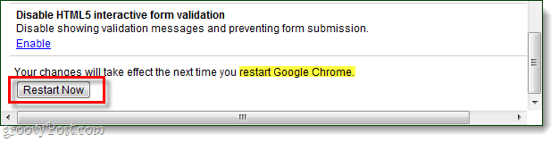 перезапустите Chrome, чтобы сохранить изменения
