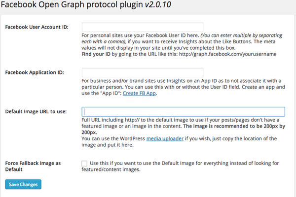 Плагин WP Facebook Open Graph Protocol добавляет в ваш блог правильные теги и значения, чтобы повысить удобство использования.