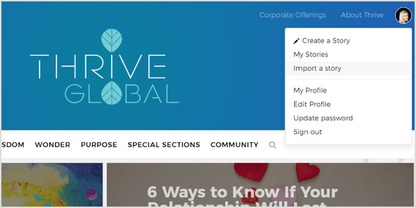 На Thrive Global вы можете создать профиль и отправлять свои сообщения через специальный портал.