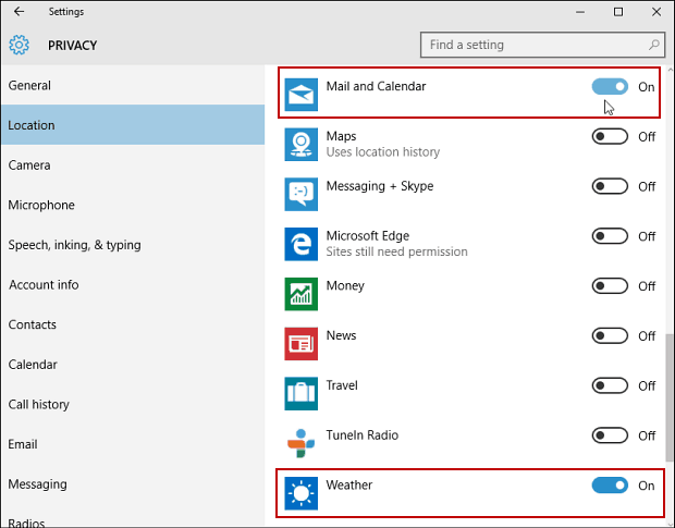 Настройки Windows 10 Конфиденциальность