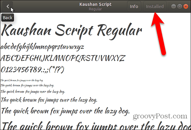 Шрифт установлен в Fonts Viewer