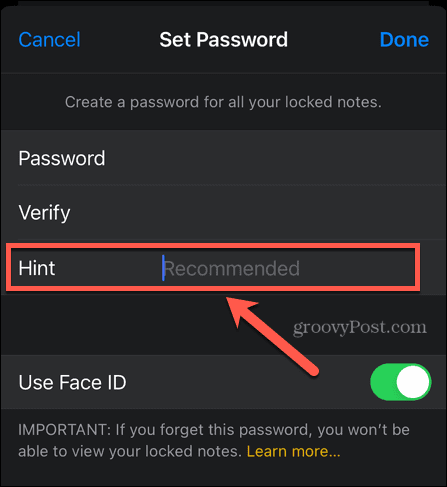 iphone введите подсказку пароля