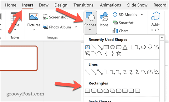 Вставка фигуры в PowerPoint