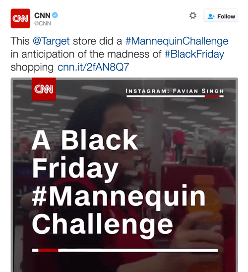 CNN поделился видео Target, в котором использовались две тенденции Twitter.