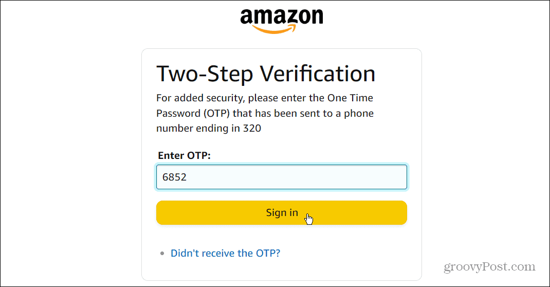 одноразовый пароль OTP Amazon