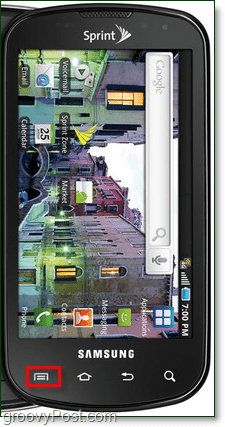 Samsung Galaxy Epic 4G Android кнопку меню