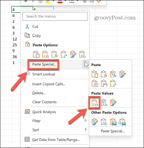 excel вставить специальные значения