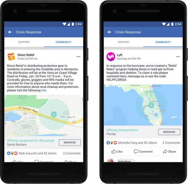 Facebook объявил, что организации и предприятия теперь могут публиковать сообщения в Справке сообщества и предоставлять людям важную информацию и услуги, чтобы получить помощь, в которой они нуждаются в кризисной ситуации.