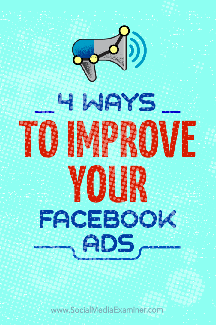 Советы по четырем способам улучшения рекламных кампаний в Facebook.