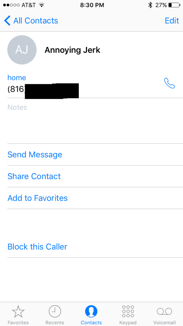 Блокировать звонки с iPhone 