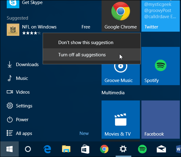 Меню Пуск в Windows 10 Отключить рекомендуемые приложения