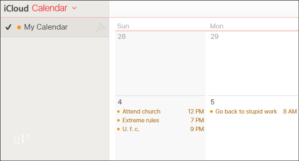 Календарь iCloud