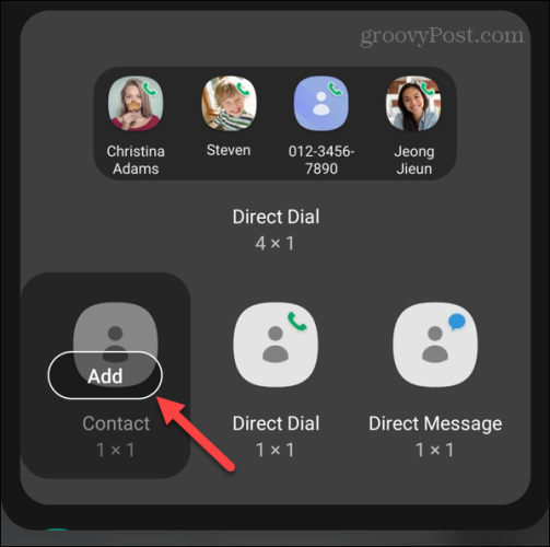 добавить виджет контактов Samsung Galaxy